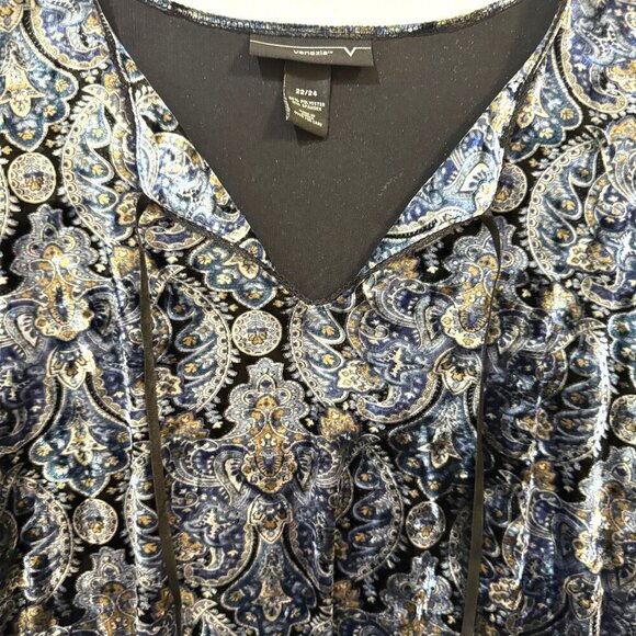 Venezia Velvet Paisley‎ Tunic Top Womens Plus Size 22/24 Boho Witchy Fairy - Picture 4 of 11